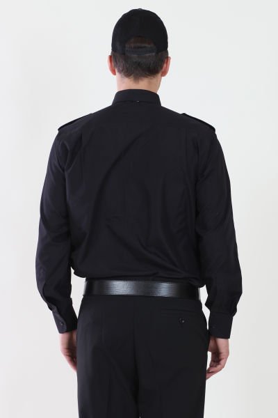 Erkek Kravat Yaka Siyah Güvenlik Gömlek