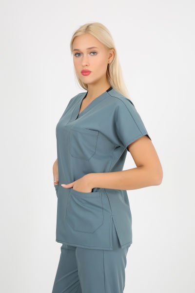 Premium Likralı Gemlik Yeşili Cerrahi Takım Hemşire Doktor Forma Takım