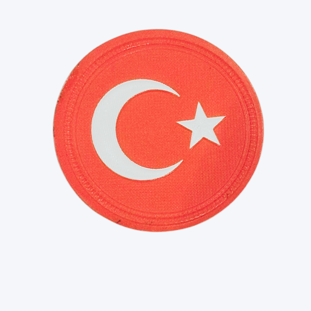 3D Türk Bayrağı Arması (Yuvarlak, 7*7, Arkası Cırtlı)