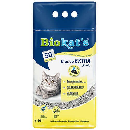 Biokats Bianco Extra Antibacterial Topaklaşan Kedi Kumu 10L