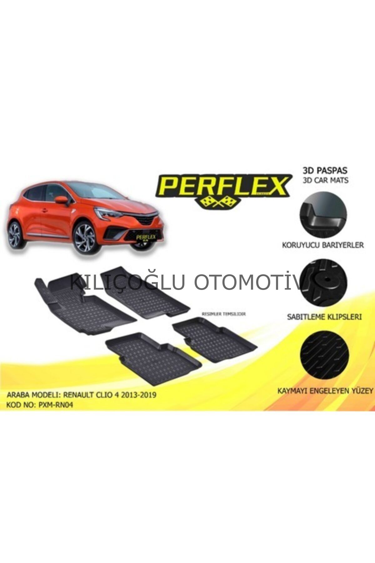 Perflex Pxm-rn04: Paspas 3d X-mat Havuzlu Renault Clıo 4 13 (si