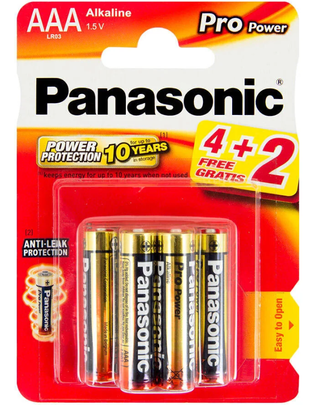 LR03PPG/6BP PANASONİC Pro Power Alkalin AAA İnce Kalem Pil 4+2'Li Paket