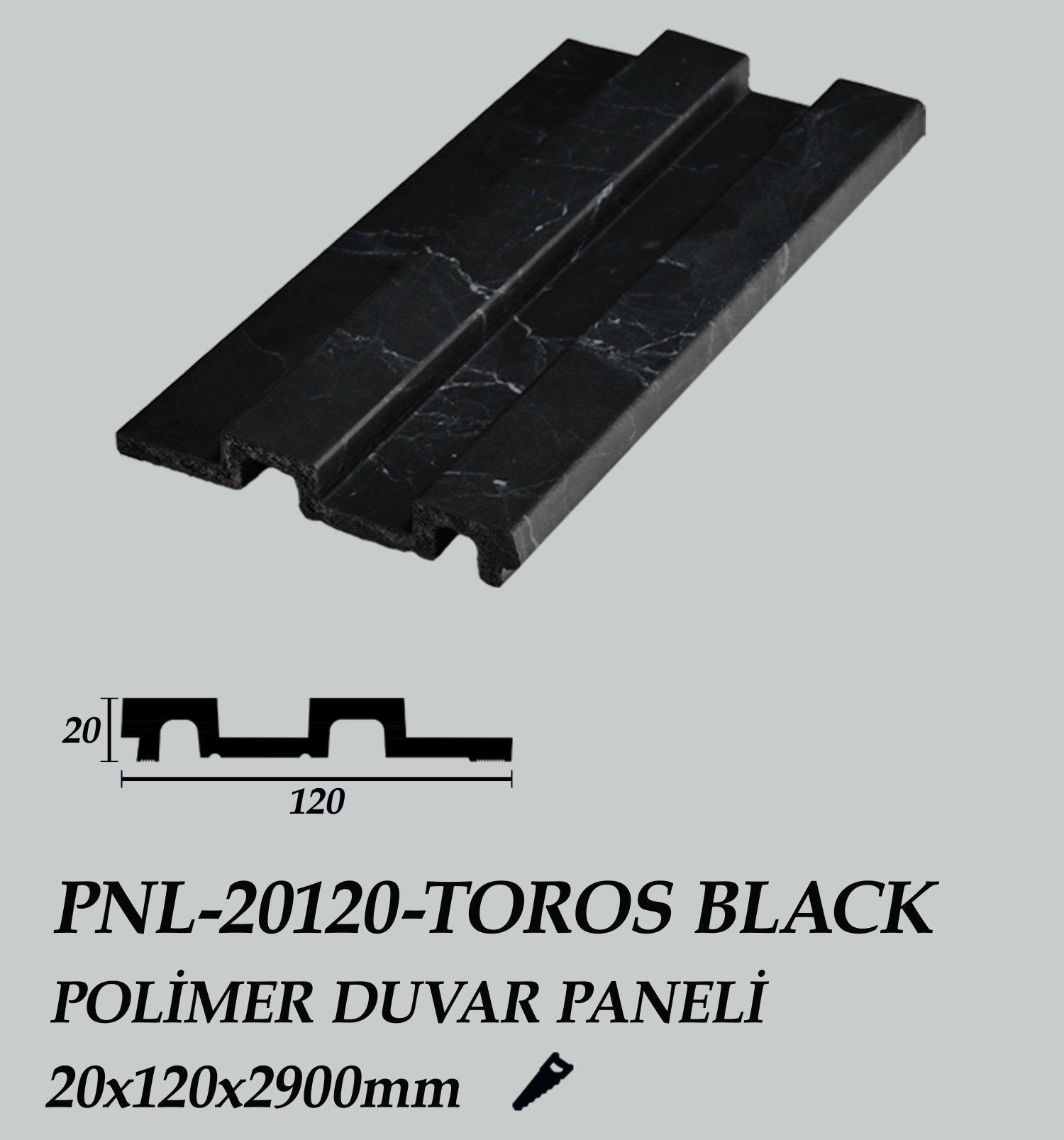 PNL-20120-TOROS&BLACK Polimer Duvar Paneli 20X120X2900mm