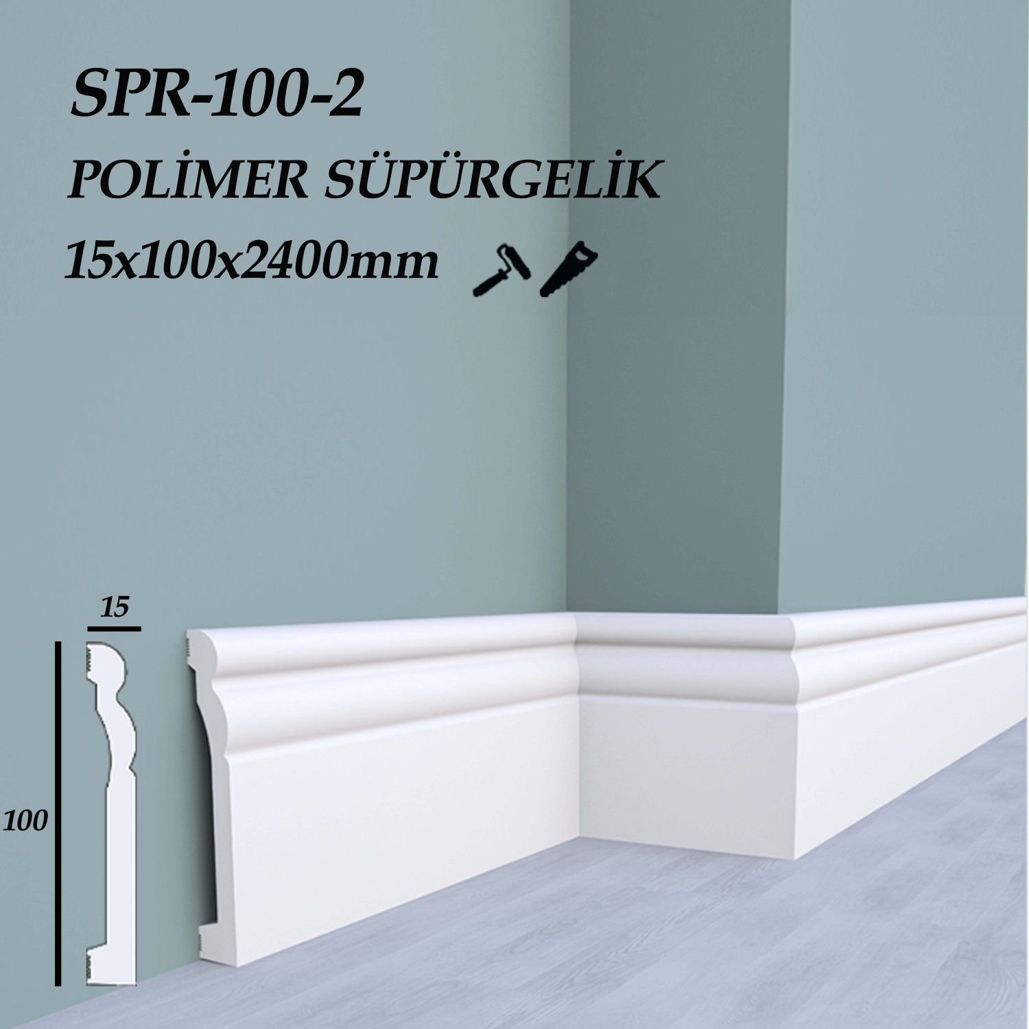 SPR-100-2 Polimer Süpürgelik 15X100X2400mm