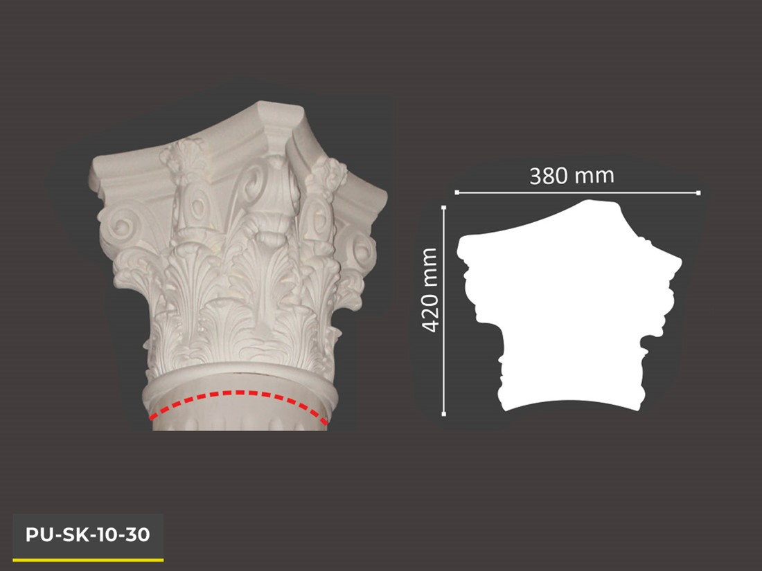 PU-SK-10-30 Poliüretan Dekoratif Sütun Başlık