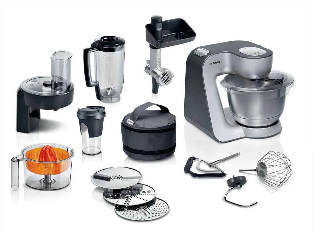 Bosch MUM58359 Serie 4 Mutfak Makinesi MUM 5 1000 W Metalik inoks gümüş,