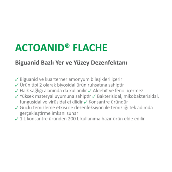 ACTOANID® FLACHE 5L Konsantre Yer ve Yüzey Dezenfektanı