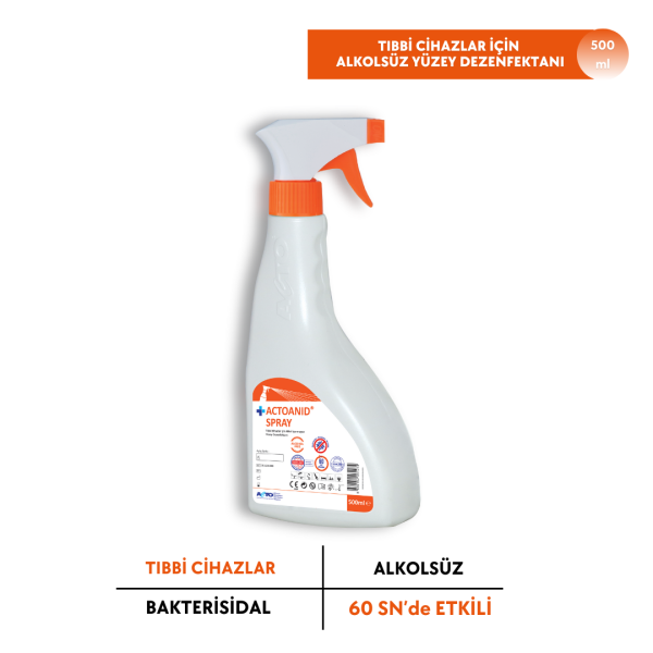 ACTOANID® SPRAY 500 ml Tıbbi Cihazlar için Alkolsüz Yüzey Dezenfektanı