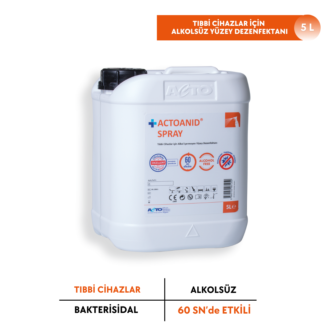 ACTOANID® SPRAY 5L Tıbbi Cihazlar için Alkolsüz Yüzey Dezenfektanı