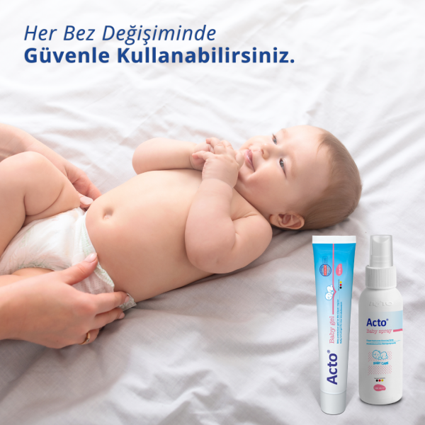 ACTO® BABY GEL 50 ml + Spray 100 ml | Bebek Bez Bölgesi Temizleme Jel ve Spreyi