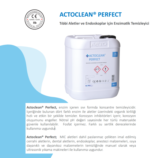 ACTOCLEAN® PERFECT 5 L Tıbbi Aletler ve Endoskoplar için Enzimatik Temizleyici