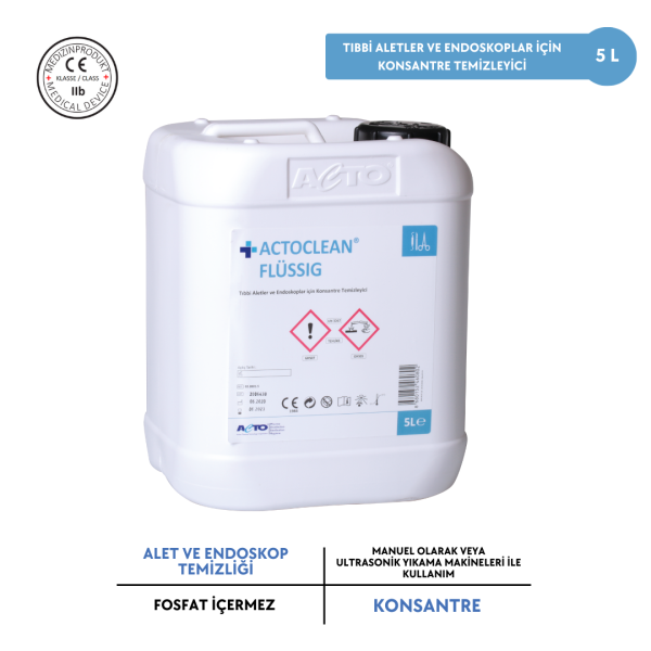 ACTOCLEAN® FLÜSSİG 5 L Tıbbi Aletler ve Endoskoplar için Konsantre Temizleyici