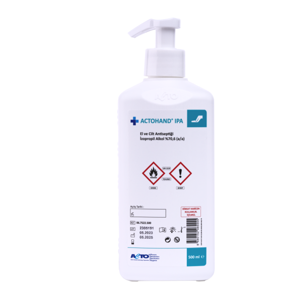ACTOHAND® IPA 500 ML (El ve Cilt Antiseptiği - İzopropil Alkol 75 % (v/v) = (70,6 g)