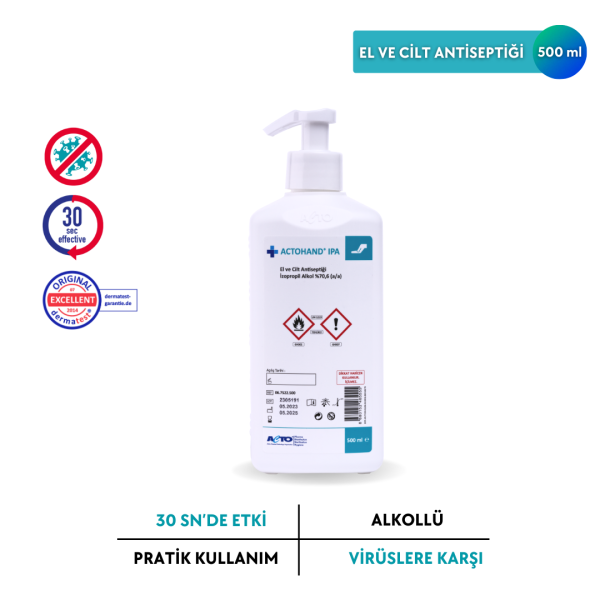 ACTOHAND® IPA 500 ML (﻿El ve Cilt Antiseptiği - İzopropil Alkol 75 % (v/v)