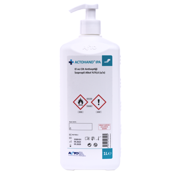 ACTOHAND® IPA 1 L (El ve Cilt Antiseptiği - İzopropil Alkol 75 % (v/v) = (70,6 g)