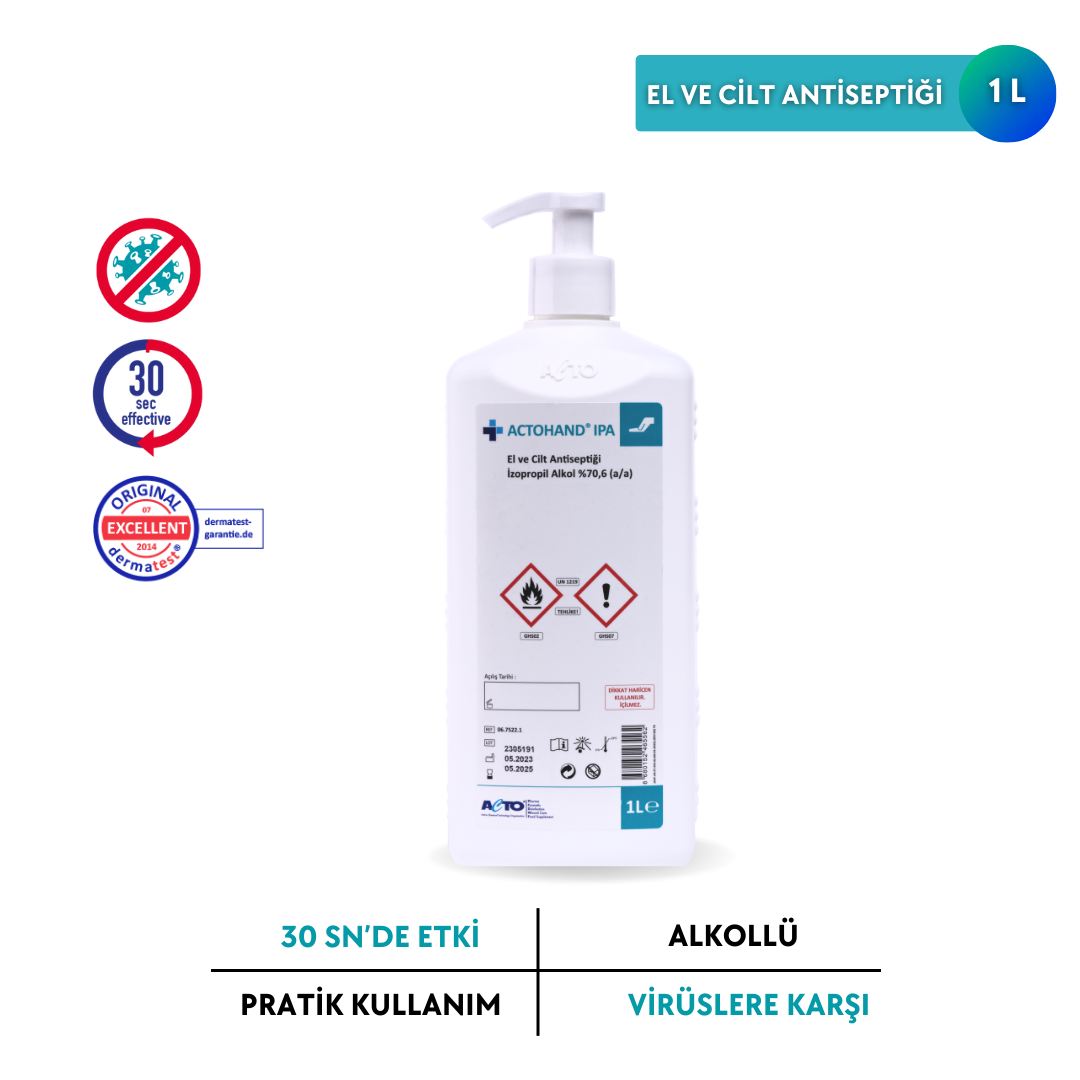 ACTOHAND® IPA 1 L (﻿El ve Cilt Antiseptiği - İzopropil Alkol 75 % (v/v)