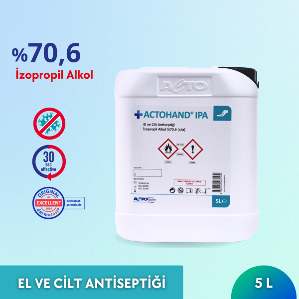 ACTOHAND® IPA 5 L (El ve Cilt Antiseptiği - İzopropil Alkol 75 % (v/v) = (70,6 g)