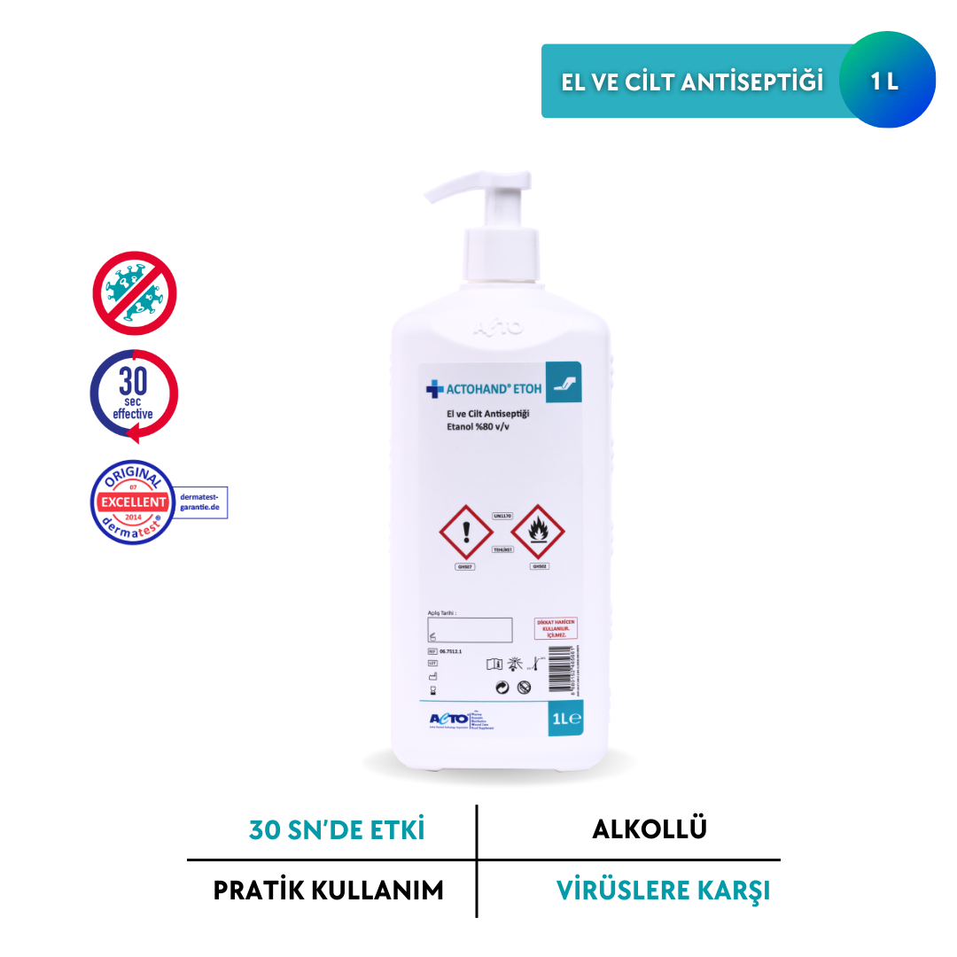 ACTOHAND® ETOH 1 L (﻿El ve Cilt Antiseptiği - Etanol 80 % (v/v)