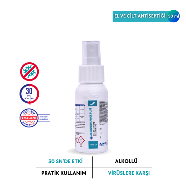 ACTODERMANOL® PLUS 50 ML (El ve Cilt Antiseptiği %89 (v/v) Etanol)