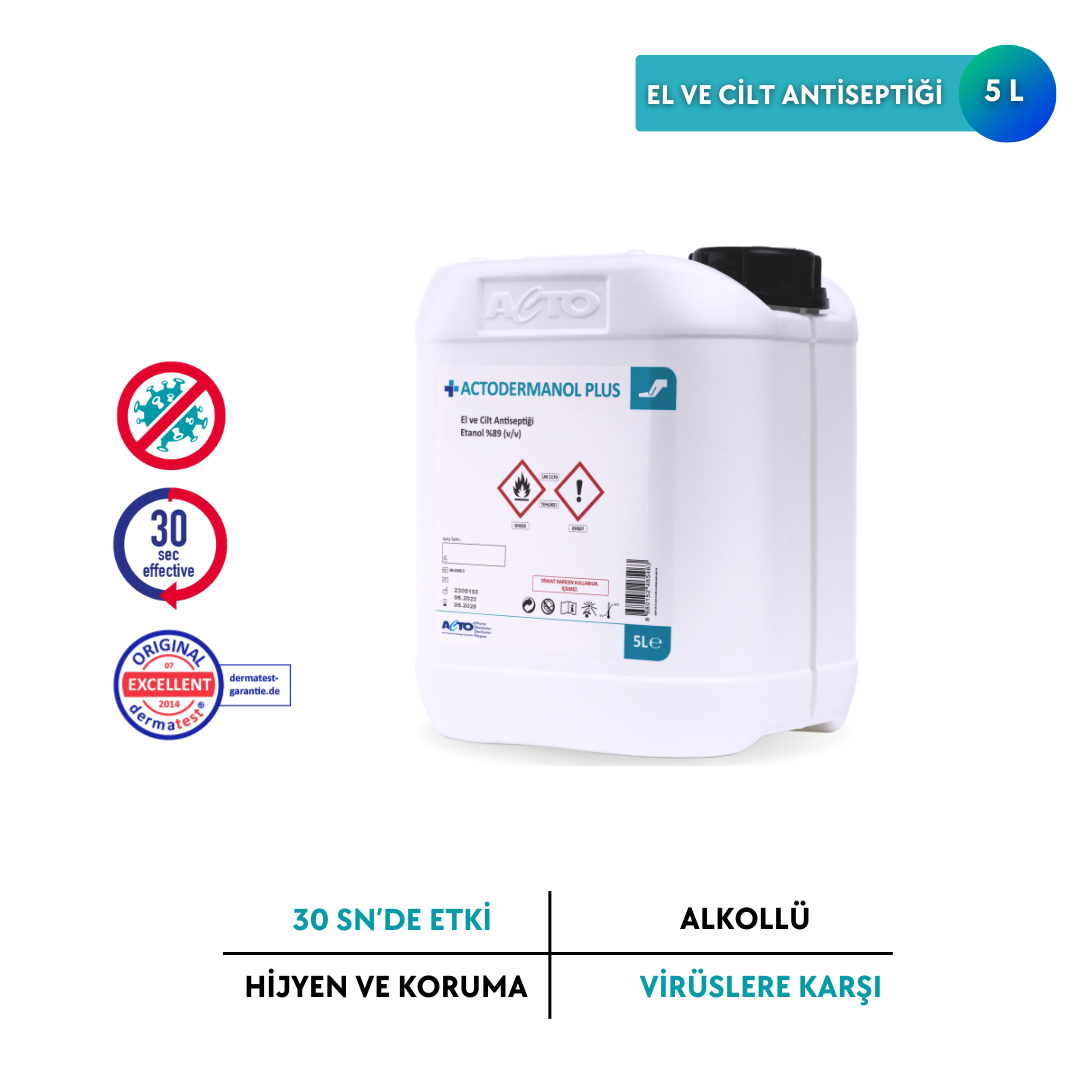 ACTODERMANOL® PLUS 5 L (El ve Cilt Antiseptiği %89 (v/v) Etanol)