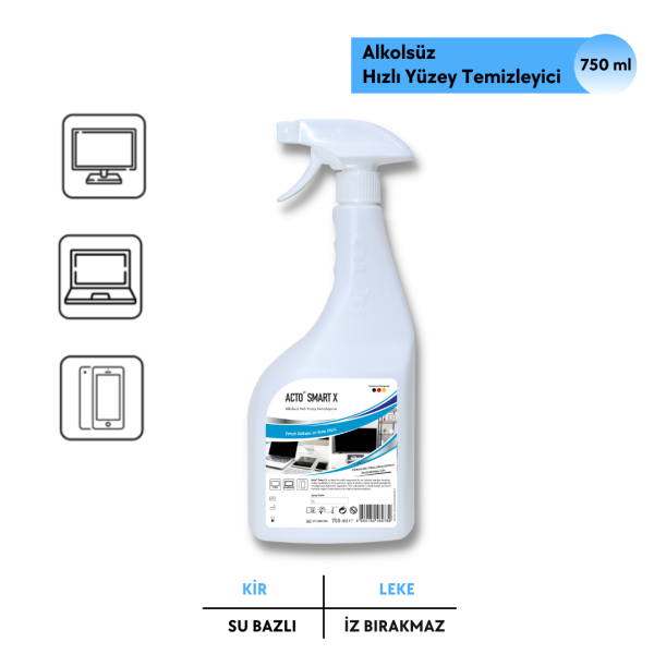 ACTO® Smart X 750 ml Alkolsüz Hızlı Yüzey Temizleyici