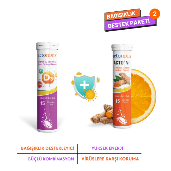 ACTO® VIT C Vitamini 15 Efervesan Tablet + Vitamin D3 15 Efervesan Tablet