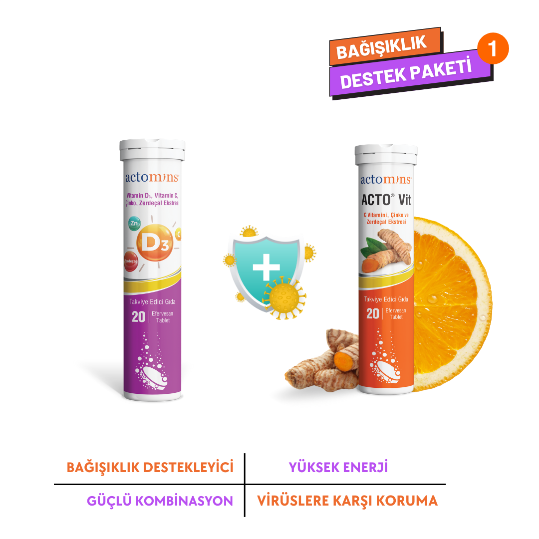 ACTO® VIT C Vitamini 20 Efervesan Tablet + Vitamin D3 20 Efervesan Tablet