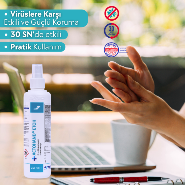 ACTOHAND® ETOH 250 ML (﻿El ve Cilt Antiseptiği - Etanol 80 % (v/v)