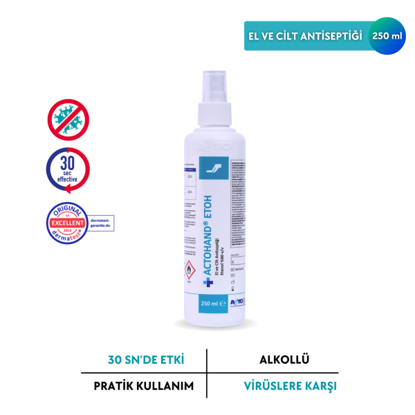 ACTOHAND® ETOH 250 ML (﻿El ve Cilt Antiseptiği - Etanol 80 % (v/v)