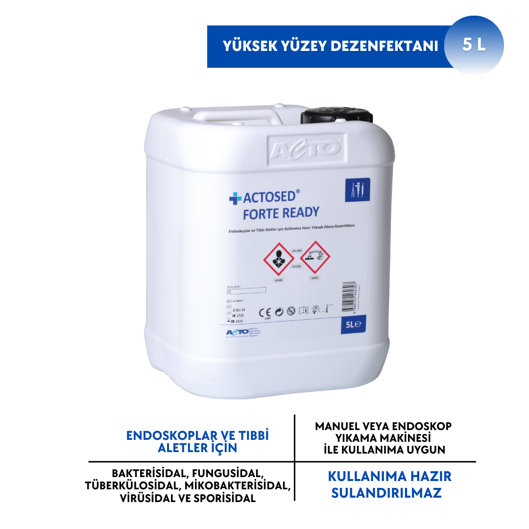 ACTOSED® FORTE READY 5 L Endoskoplar ve Tıbbi Aletler için Kullanıma Hazır Yüksek Düzey Dezenfektan