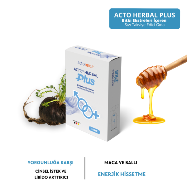 ACTO® HERBAL PLUS | Bitki Ekstreleri İçeren Takviye Edici Gıda Maca ve Ballı | 5x5 ml
