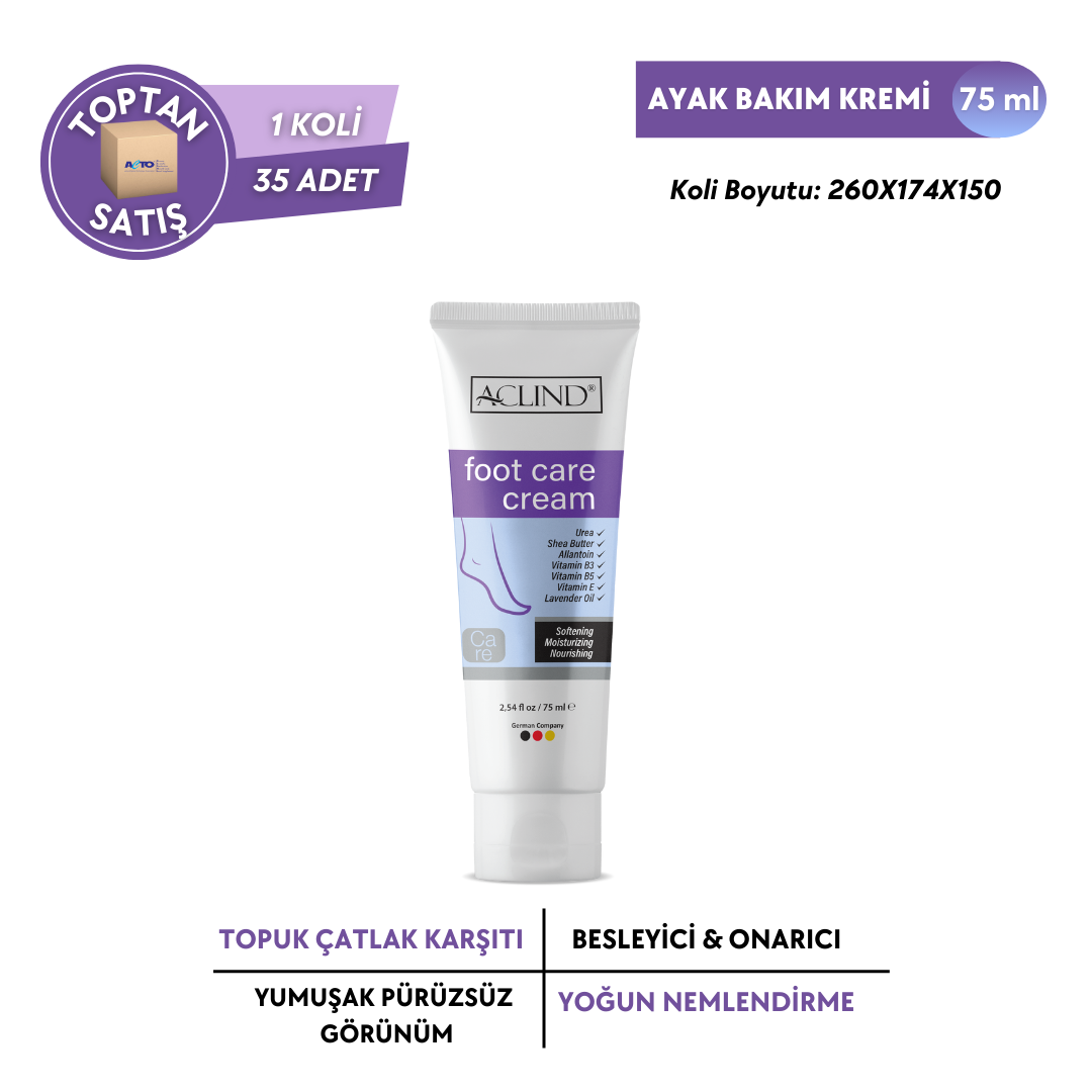Aclind® Foot Care Cream 75 ML (Ayak Bakım Kremi) - Toptan Satış