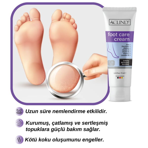 Aclind® Foot Care Cream 75 ML (Ayak Bakım Kremi) - Toptan Satış