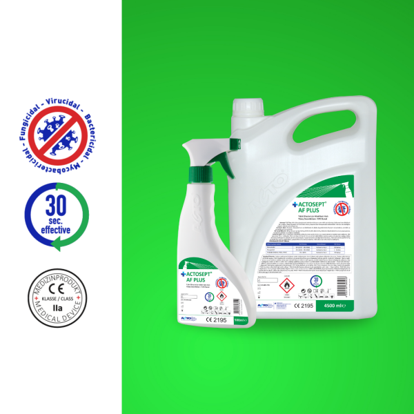 ACTOSEPT® AF PLUS 4500 + 500 ml | Tıbbi Cihazlar için Alkol Bazlı Hızlı Yüzey Dezenfektanı- %70 Etanol