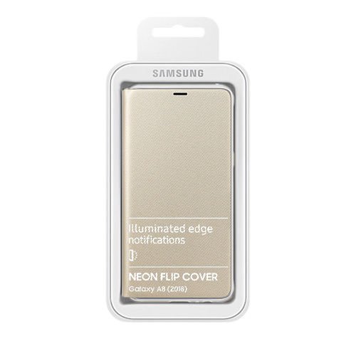 Galaxy A8 (2018) ile Uyumlu Neon Flip Koruyucu Kılıf Altın EF-FA530PFEGWW