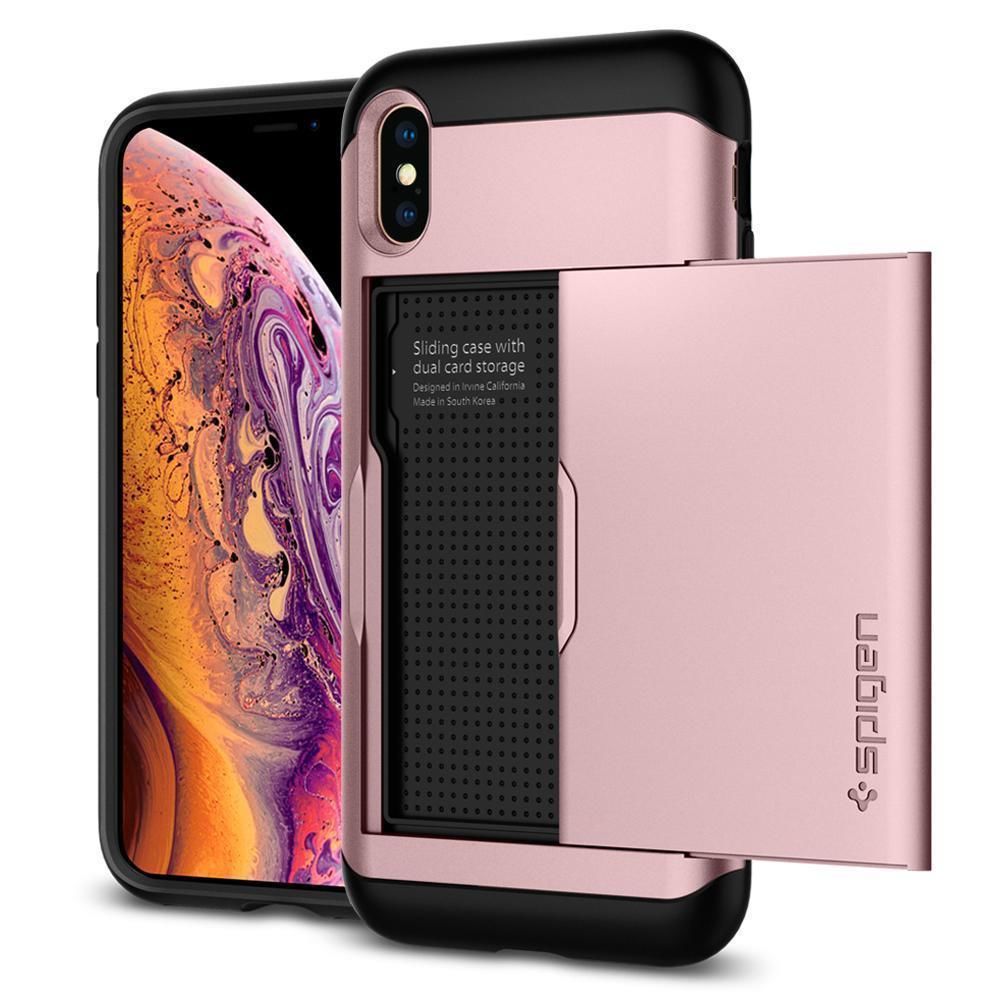 Spigen iPhone XS ile Uyumlu Kılıf Slim Armor CS Rose Gold