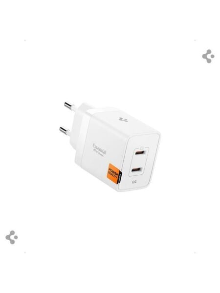 Spigen 47W USB-C 2 Port Mini Hızlı Şarj Aleti Samsung PPS 2.0 / Isı Düşürücü GaN Pro Akım Korumalı PD 3.0 / SCP / FCP Protokol Güç Adaptörü iPhone & Android & iPad & MacBook Type-C White