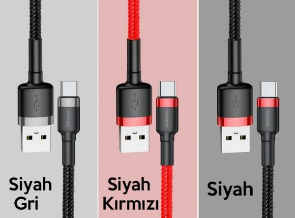 Baseus Cafule Usb Type C 3metre 2.0A Hızlı Şarj Halat Usb Kablo