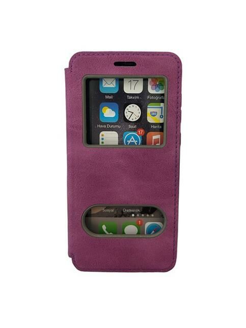 Jopus P20 ile Uyumlu Premium Kapaklı Kılıf Mor