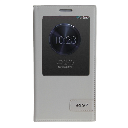 Ascend Mate 7 ile Uyumlu Kılıf Kapaklı Safir Serisi Beyaz