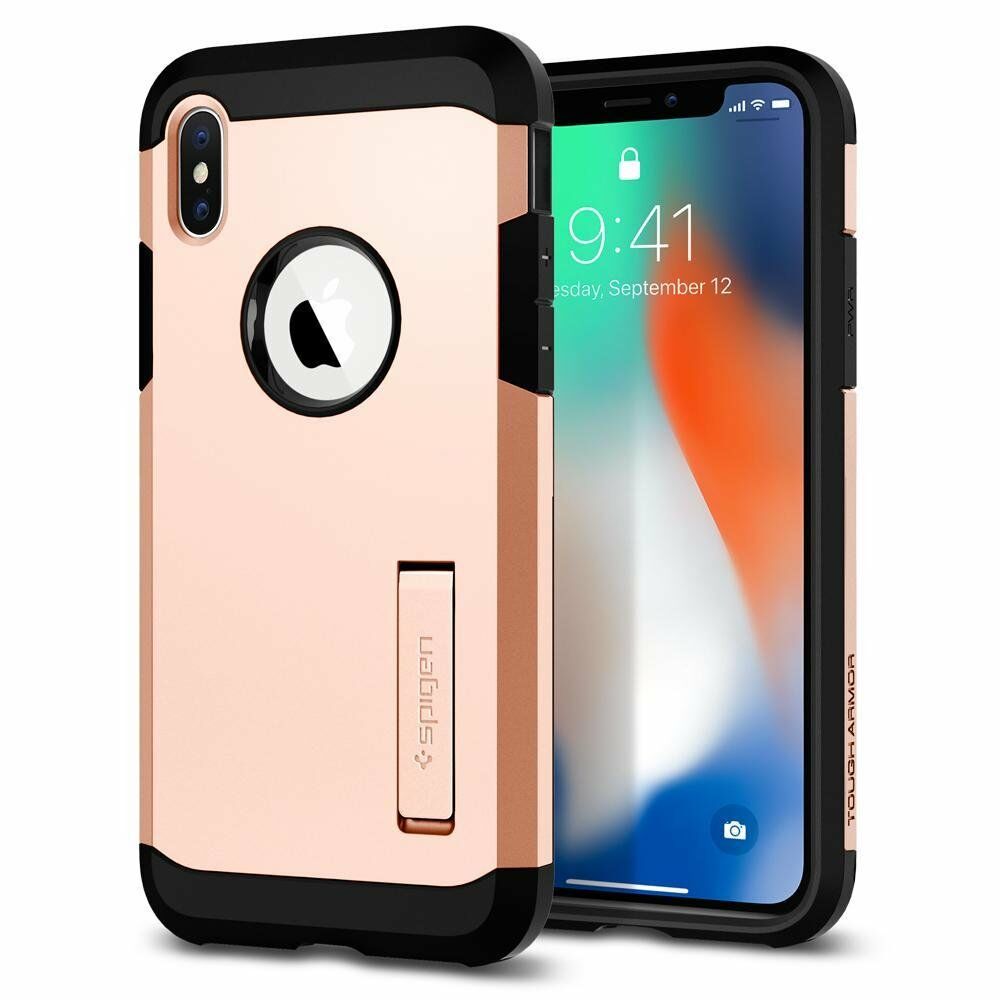 Spigen iPhone X ile Uyumlu Kılıf Tough Armor Blush Gold