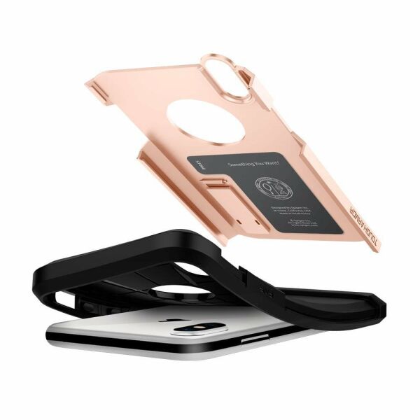 Spigen iPhone X ile Uyumlu Kılıf Tough Armor Blush Gold