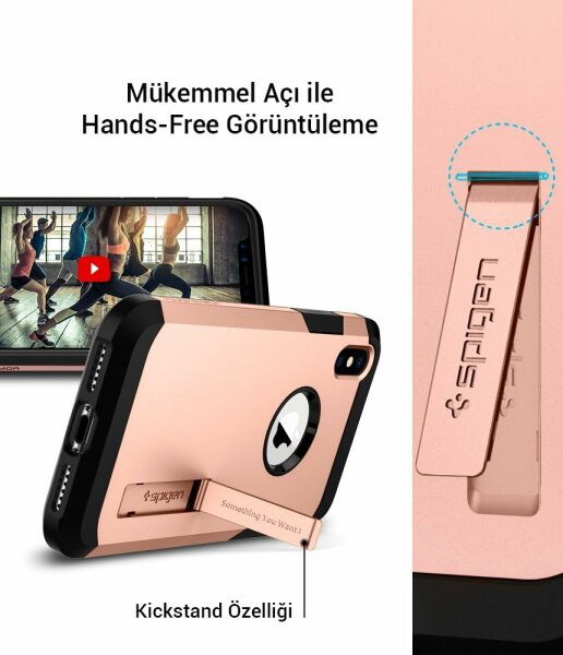 Spigen iPhone X ile Uyumlu Kılıf Tough Armor Blush Gold