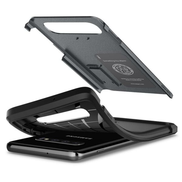 Spigen Galaxy S10 Plus ile Uyumlu Kılıf Tough Armor Graphite Gray