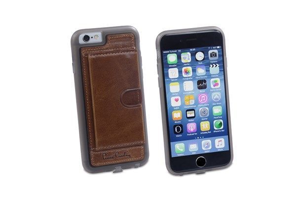 Pierre Cardin iPhone 6 ile Uyumlu Deri Arka Koruma Paneli Kahve PCL-P11