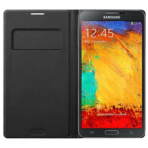 Galaxy Note 3 N9000 ile Uyumlu Flip Wallet Kılıf Siyah EF-WN900B