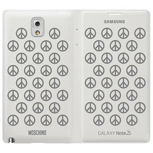 Galaxy Note 3 ile Uyumlu Moschino Flip Wallet  Kılıf Beyaz-Gri EF-EN900BSEGWW