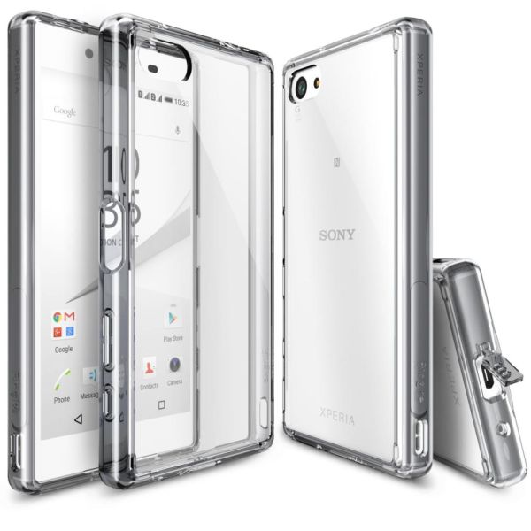 Ringke Fusion Xpreia Z5 Compact ile Uyumlu Kılıf Smoke Black TPU Bumper Extra Darbe Emici
