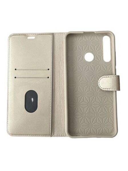 Jopus P40 Lite ile Uyumlu Kapaklı Kartlıklı Cüzdanlı Kılıf Gold