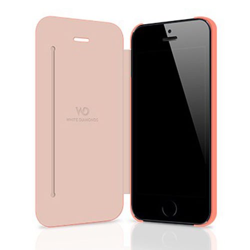 White Diamonds iPhone SE/5S/5 ile Uyumlu Swarovski Crystal Booklet Desenli Kılıf Coral(Out)